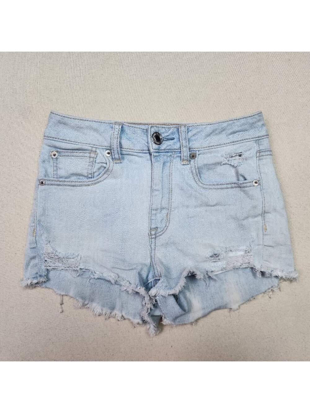 American Eagle Women's Super Stretch X Distressed Cut Off Jean Shorts Sz 26/2
